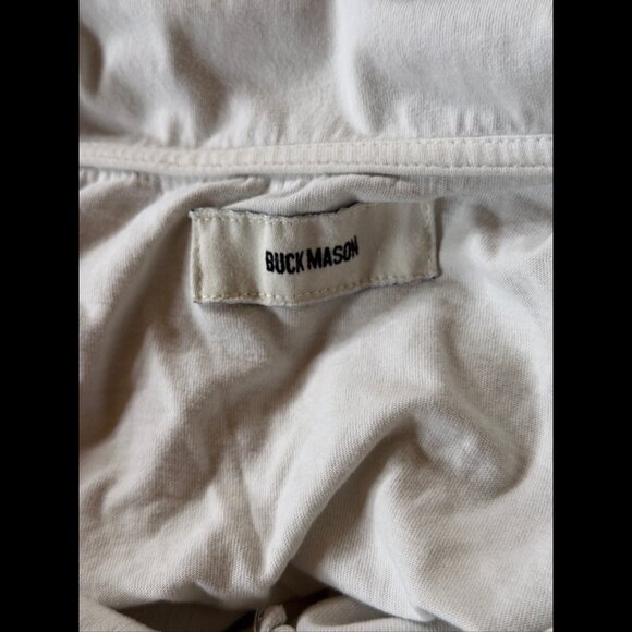 Buck Mason Polo Shirt XL Mens Ivory Short Sleeve Woven Cotton - Picture 6 of 9